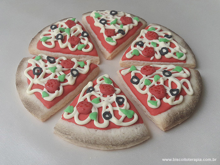 Biscoitos Decorados de Fatia de Pizza