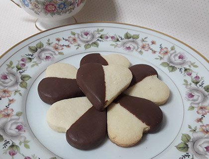 Biscoitos de Baunilha cobertos com Chocolate