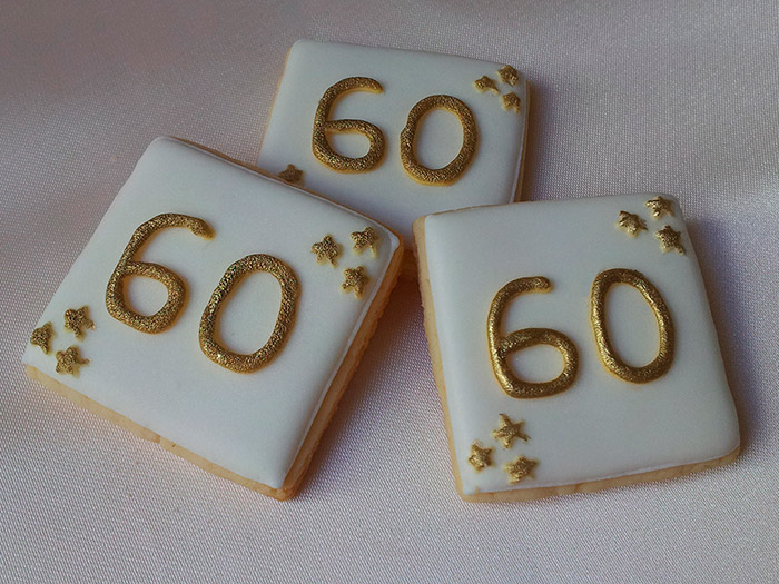 Biscoitos Decorados de Aniversário de 60 Anos Dourado Biscoitos Decorados de Aniversário de 60 Anos Dourado