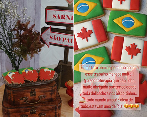 Biscoitos Decorados de Bandeiras Canadá e Brasil Biscoitos Decorados de Bandeiras Canadá e Brasil