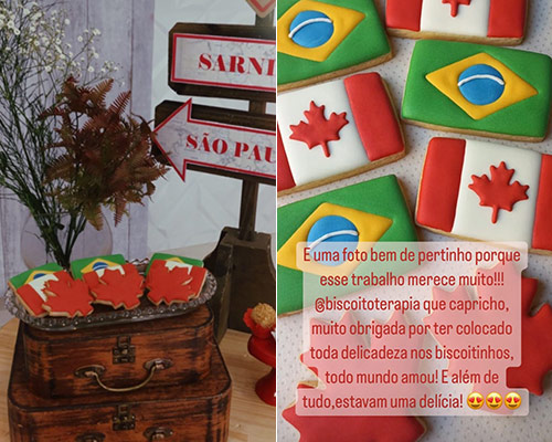 Biscoitos Decorados de Bandeiras Canad e Brasil