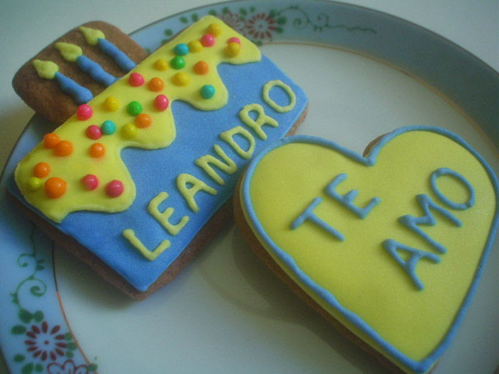 Biscoito Decorado Bolo de Aniversrio Leandro