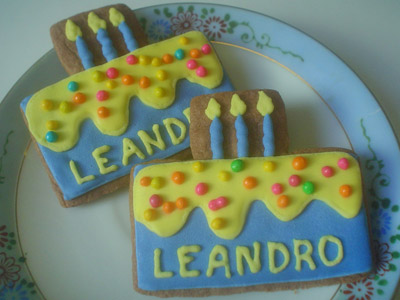 Biscoitos Decorados Bolo de Aniversrio Leandro