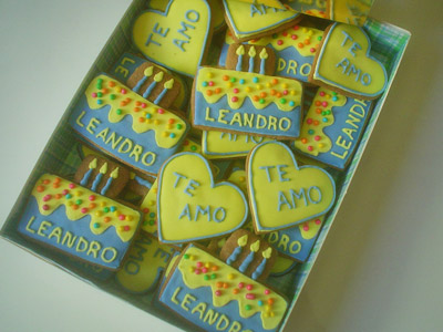 Biscoitos Decorados Bolo de Aniversrio Leandro