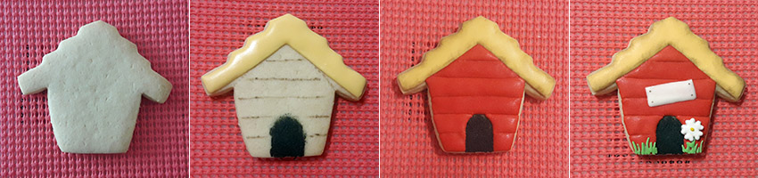 Biscoitos Decorados de Casinha de Cachorro em 3D Biscoitos Decorados de Casinha de Cachorro em 3D