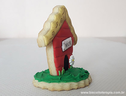 Biscoitos Decorados de Casinha de Cachorro em 3D Biscoitos Decorados de Casinha de Cachorro em 3D