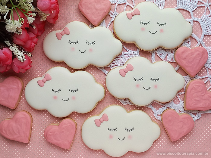 Biscoitos Decorados Ch� de Beb� Nuvem