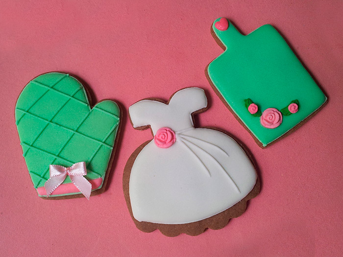 Biscoitos Decorados Chá de Cozinha Verde e Rosa Biscoitos Decorados Chá de Cozinha Verde e Rosa