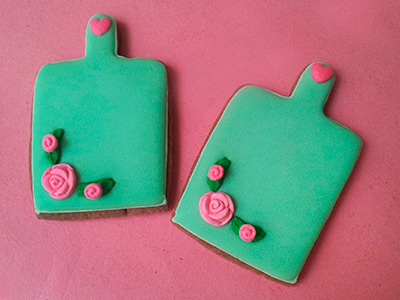 Biscoitos Decorados Ch de Cozinha Verde e Rosa