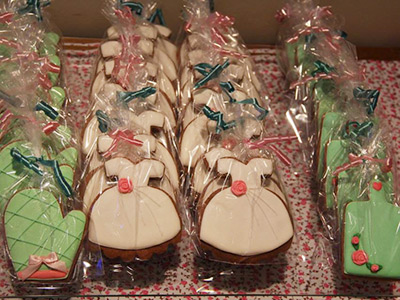 Biscoitos Decorados Ch de Cozinha Verde e Rosa