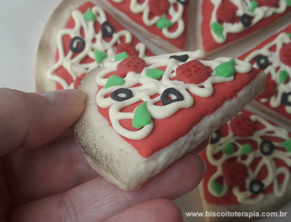 Biscoitos Decorados de Fatia de Pizza