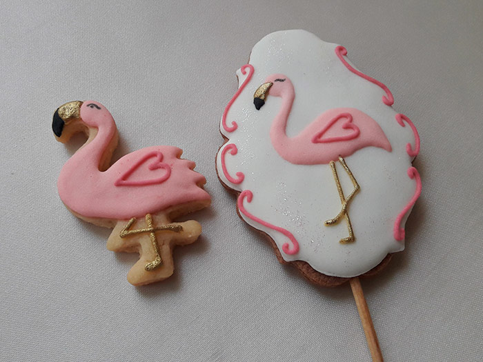 Biscoitos Decorados de Flamingos Biscoitos Decorados de Flamingos