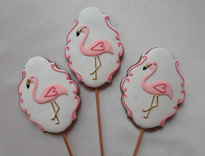 Biscoitos Decorados de Flamingos Biscoitos Decorados de Flamingos