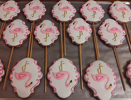 Biscoitos Decorados de Flamingos