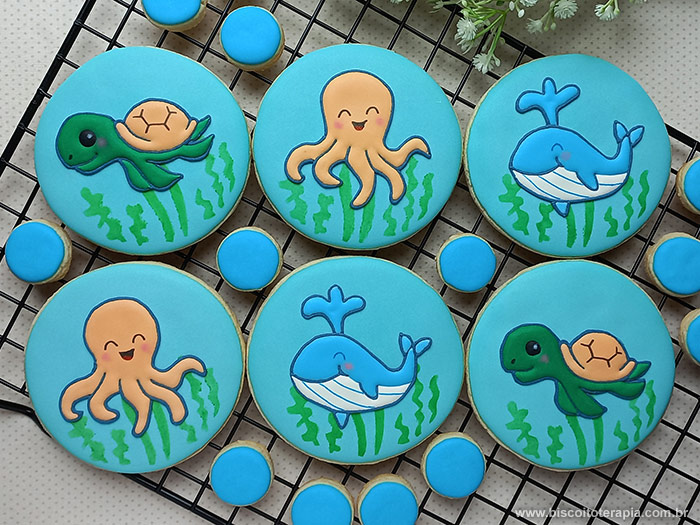 Biscoitos Decorados de Fundo do Mar Biscoitos Decorados de Fundo do Mar
