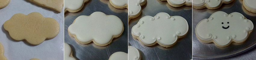 Biscoitos Decorados de Nuvens Felizes Biscoitos Decorados de Nuvens Felizes