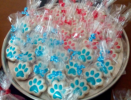 Biscoitos Decorados de Ossinhos e Patinhas em Azul e Vermelho Biscoitos Decorados de Ossinhos e Patinhas em Azul e Vermelho