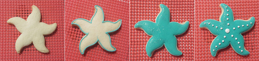 Biscoitos Decorados da Pequena Sereia Biscoitos Decorados da Pequena Sereia