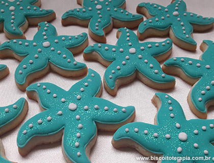 Biscoitos Decorados da Pequena Sereia Biscoitos Decorados da Pequena Sereia