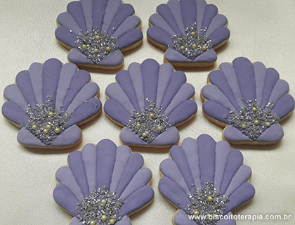 Biscoitos Decorados da Pequena Sereia Biscoitos Decorados da Pequena Sereia