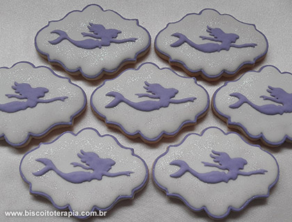 Biscoitos Decorados da Pequena Sereia Biscoitos Decorados da Pequena Sereia
