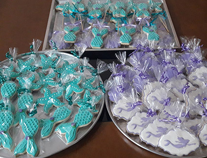 Biscoitos Decorados da Pequena Sereia Biscoitos Decorados da Pequena Sereia