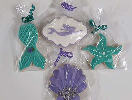 Biscoitos Decorados da Pequena Sereia Biscoitos Decorados da Pequena Sereia