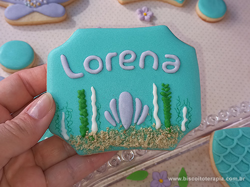 Biscoitos Decorados da Pequena Sereia Biscoitos Decorados da Pequena Sereia