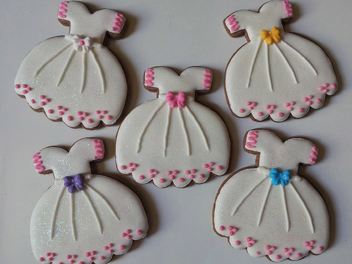 Biscoitos Decorados de Vestido para Daminhas Biscoitos Decorados de Vestido para Daminhas