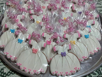 Biscoitos Decorados de Vestido para Daminhas Biscoitos Decorados de Vestido para Daminhas